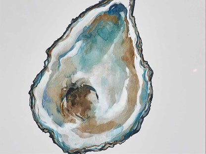 'Pacific Oyster' White Washed Frame Double Matt Watercolor Print