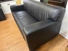 Ethan Allen Black Leather Sofa