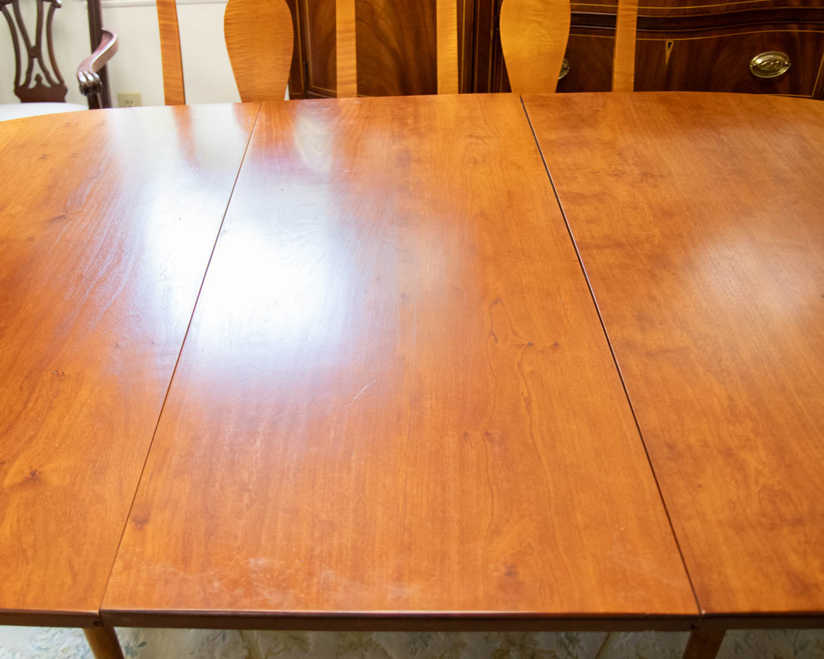 Eldred Wheeler Double Pedestal Cherry  Table & 8 Tiger Maple  Chair Set