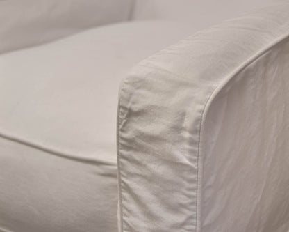Pair of Lee Industries Slip Covered Swivel Chairs