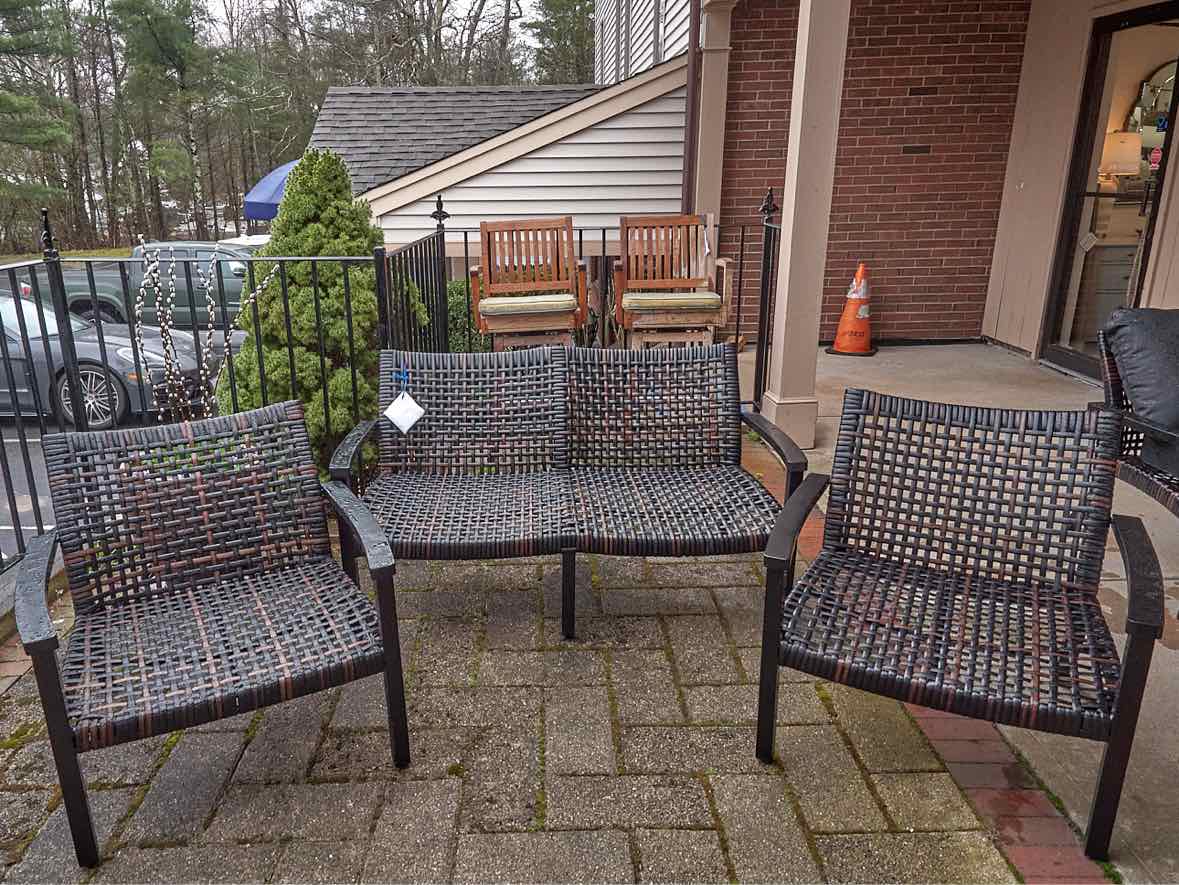 Frontgate Outdoor Set 'Isloa' Black Aluminum & Black Walnut Wicker
