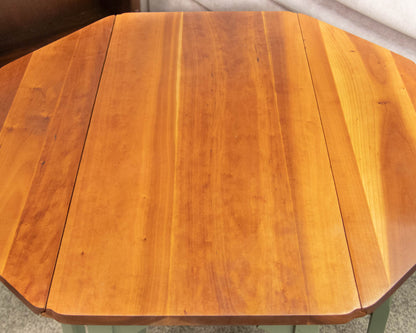 Cherry Wood Drop Leaf Side Table In Sage Green Finish