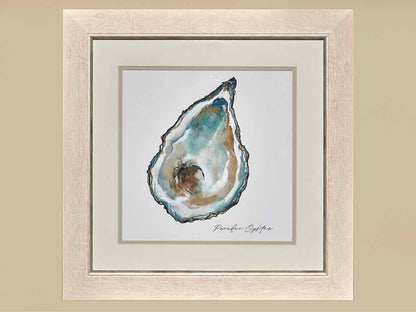 'Pacific Oyster' White Washed Frame Double Matt Watercolor Print
