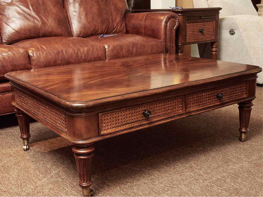 Ralph Lauren Mahogany Cocktail Table with Brass Casters