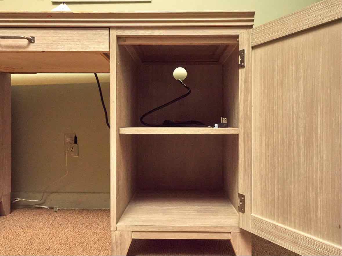 Pottery Barn 'Hampton' In 'Brushed Fog' Finish 3 Drawer & Door  Desk