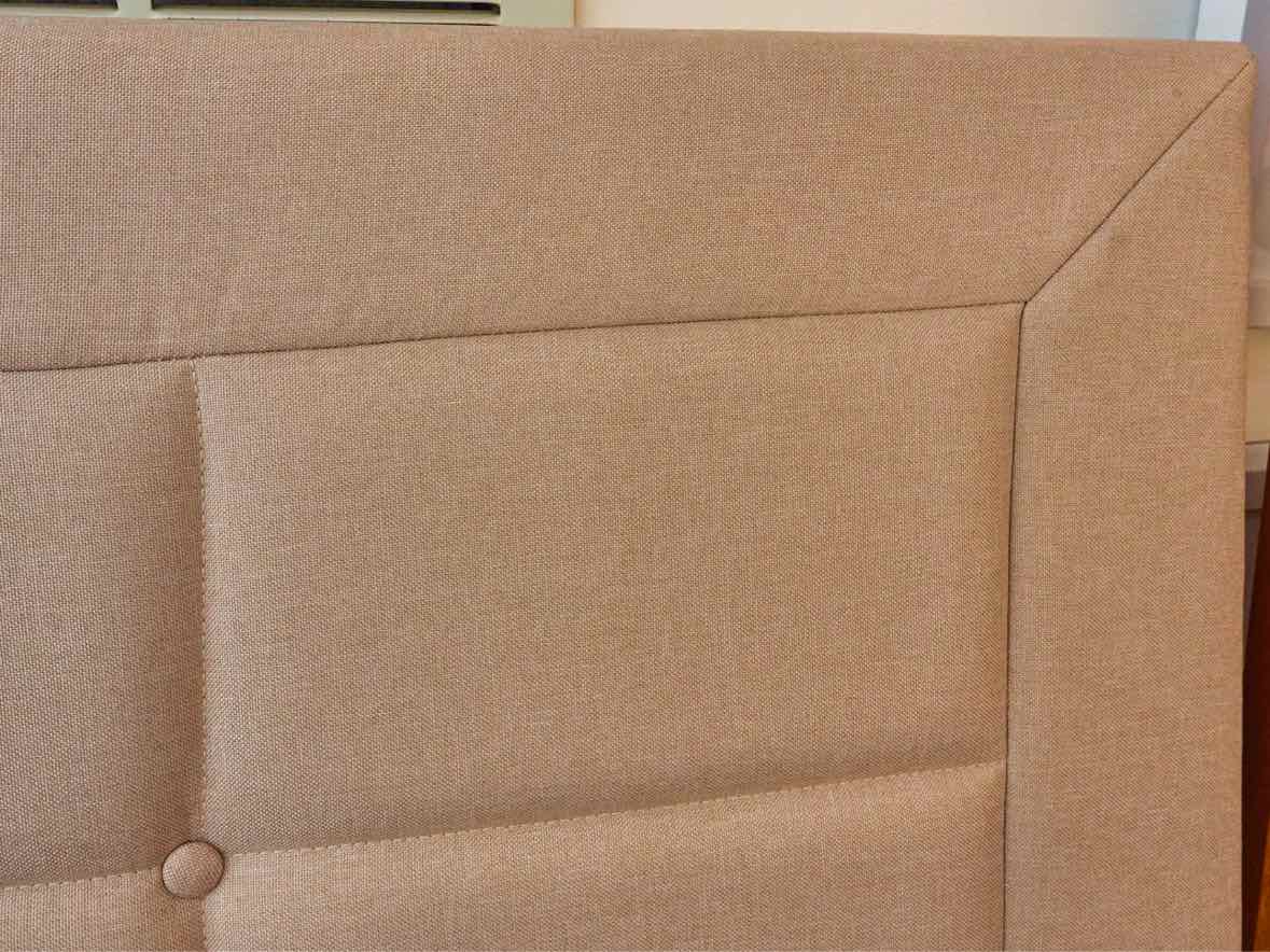Full Sand Color Upholstered  Button Back  Headboard Bed