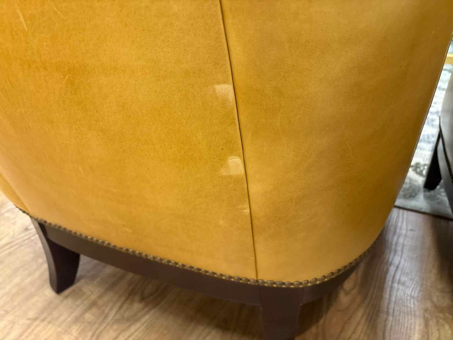 Pair of Leathercraft Mustard Leather Barrel Chairs