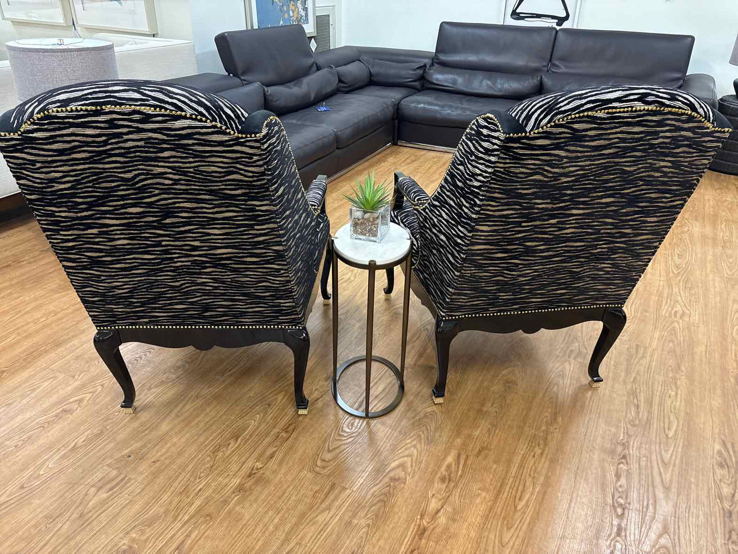 Caracole Pair of Zebra Wing Chairs