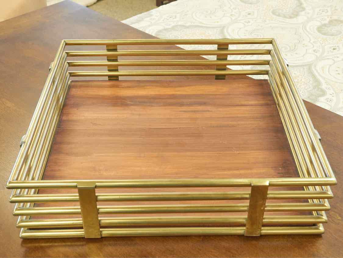 Modern Wood And Brass Tray
