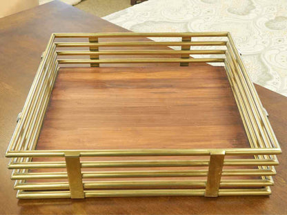 Modern Wood And Brass Tray