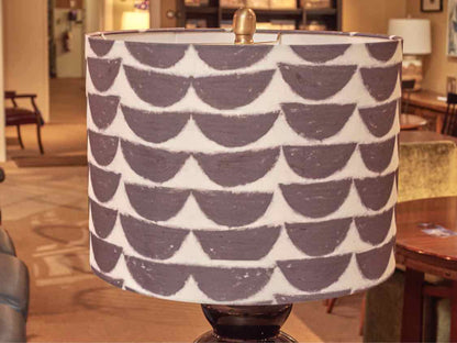 Wedge Gloss Black Ceramic Table Lamp & Pattern Shade