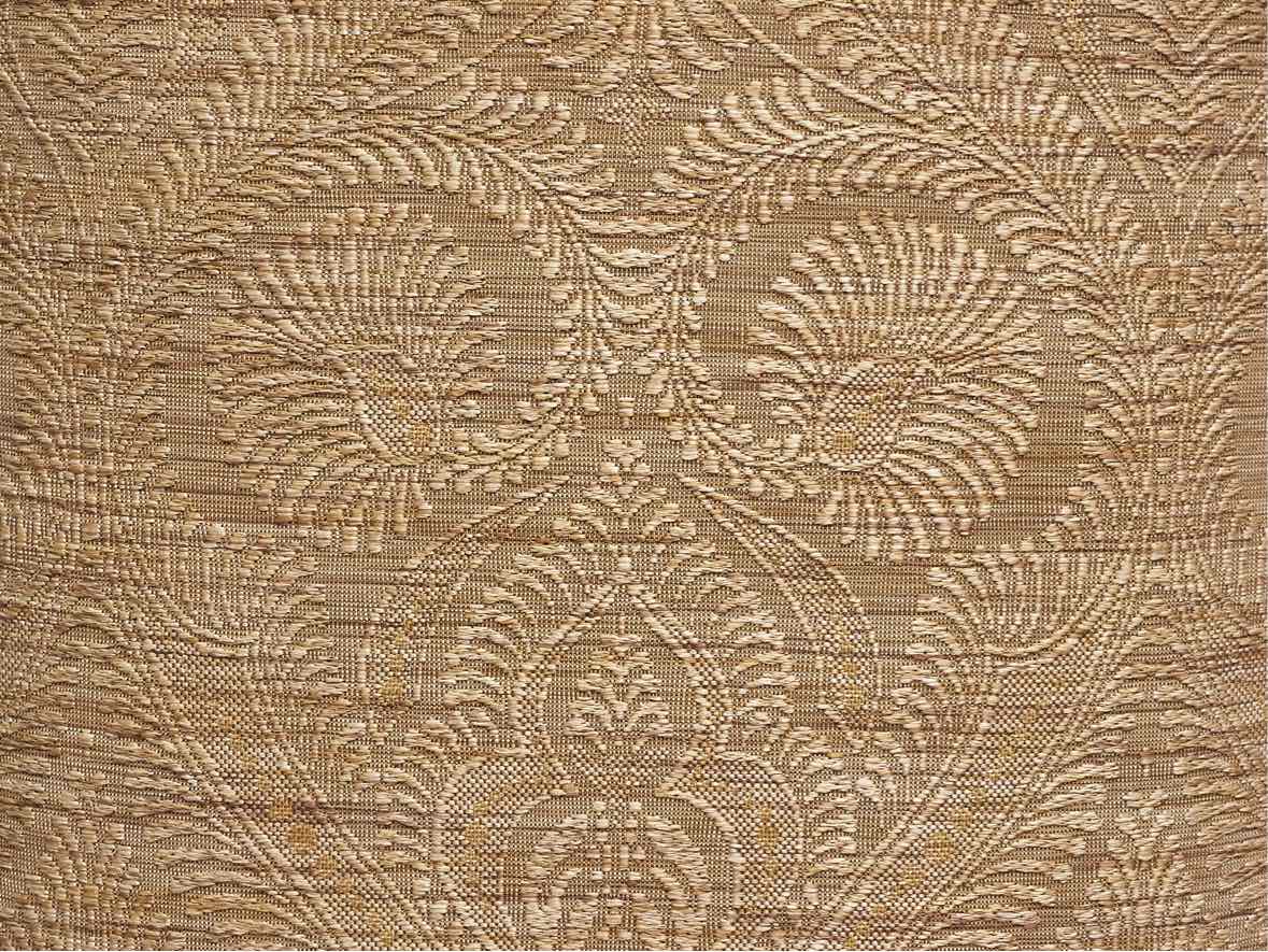 Wood Paneled Dining Table & 8 Fabric Dining Chairs w/ Nail Head Trim