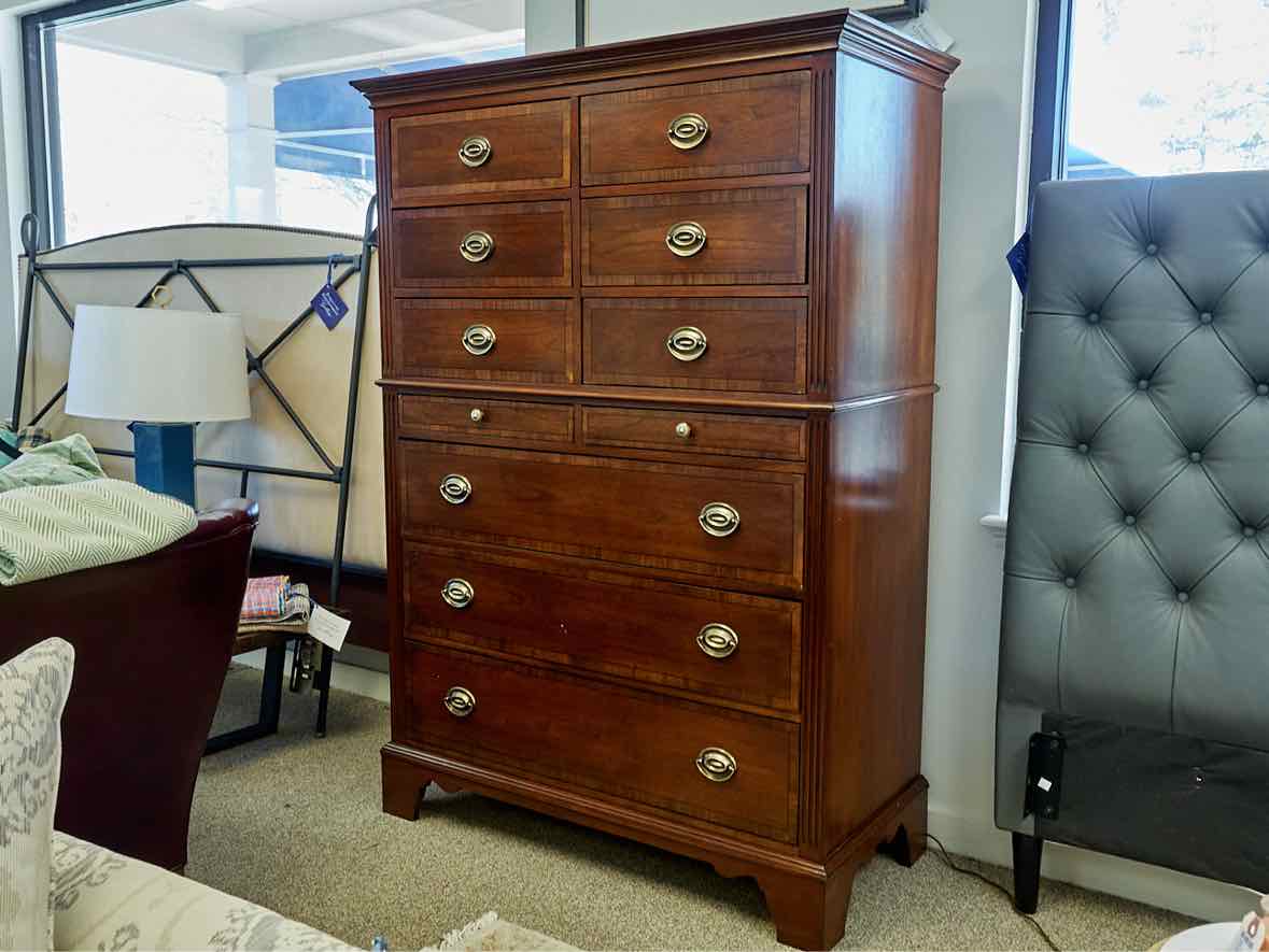 Lexington Palmer Home Collection Tall Chest in Mahogany with Brass Pulls