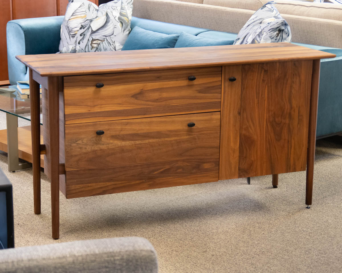 Crate & Barrel 'Kendal' Walnut 2 Drawer & 1 Door Credenza