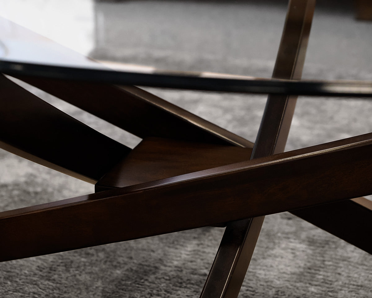 Oval Coffee Table w/ Wooden Base