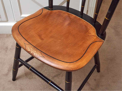 Set Of 4 Hitchcock  Black Stenciled Finish  Dining Chairs