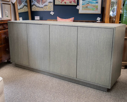 Four Door Linen Wrapped Server in Grey/Green