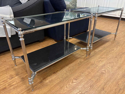 Pair of Chrome and Glass Side Tables