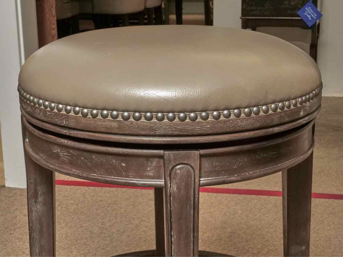Set Of 3 Frontgate 'Anderson' Leather  Swivel  Counter Stools