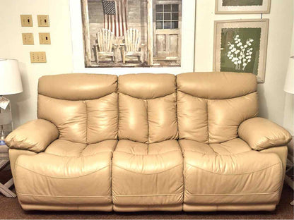 Sand Leather Power Reclining Sofa