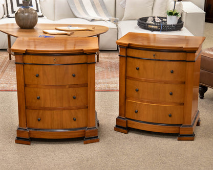 Pair of Solid Burled Wood Nightstands