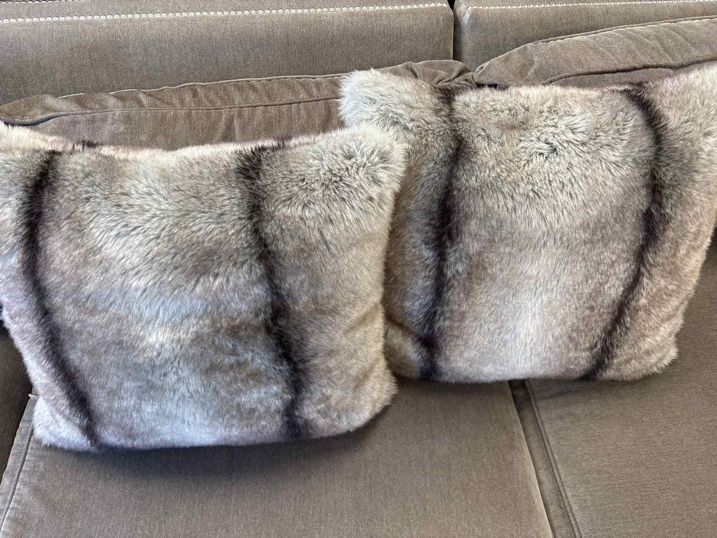 Pair of Faux Fur Accent Pillows