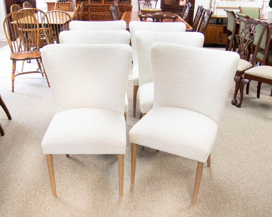 Set of 6 Bernhardt Dining Side Chairs in Boucle with Natural Finish Legs