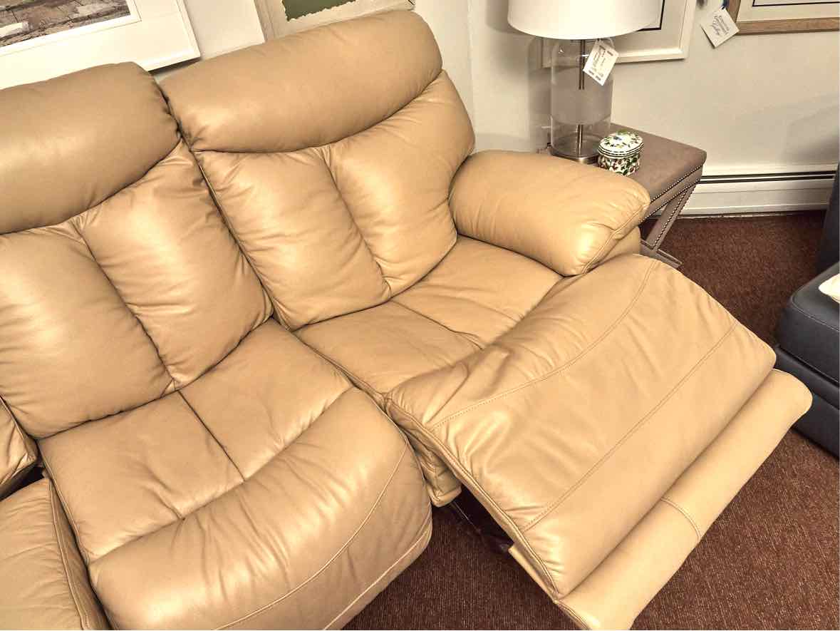 Sand Leather Power Reclining Sofa