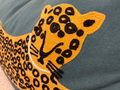 Rifle Paper Embroidered Leopard Accent Pillow