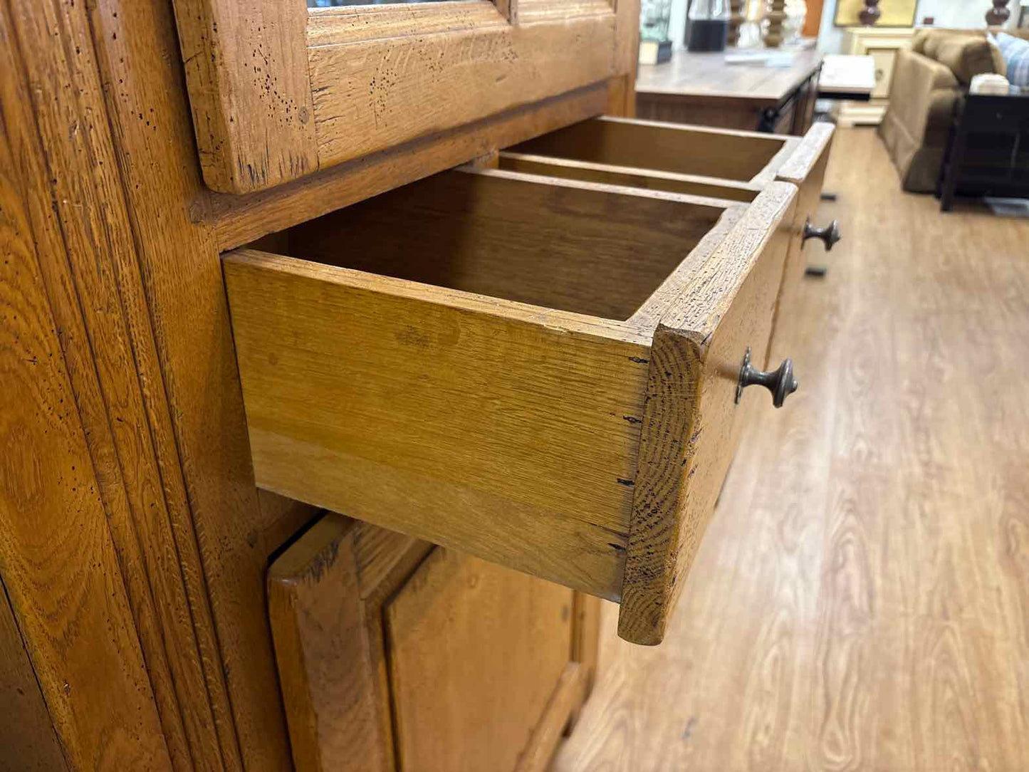 Crate & Barrel Distressed Oak 2-Drawer Cabinet