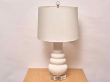 White Gourd Textured Table Lamp with Retro Drum Shade