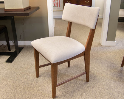 Jofran 48" Round Dining Table & Set of 4 Chairs with Oatmeal Fabric Seats & Back
