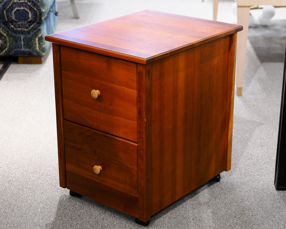 Cherry Sleek One Drawer Desk and Rolling File Cabinet