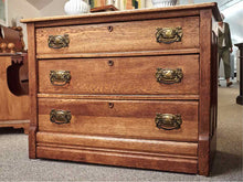 Golden Oak 3 Drawer Chest w/ Ornate Brass Hardware