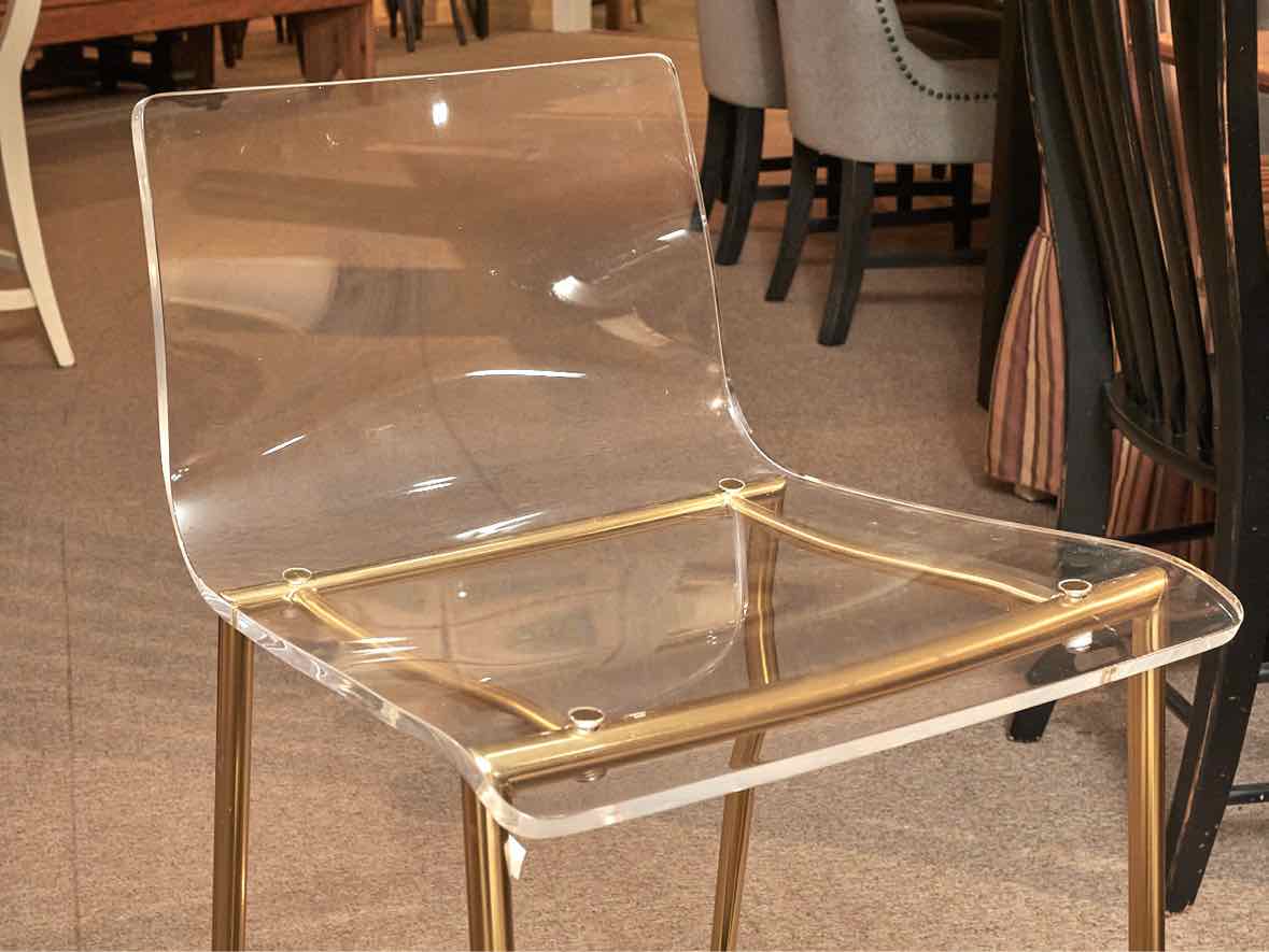 Set of 6 Acrylic Counter Stools with Gold Metal Base