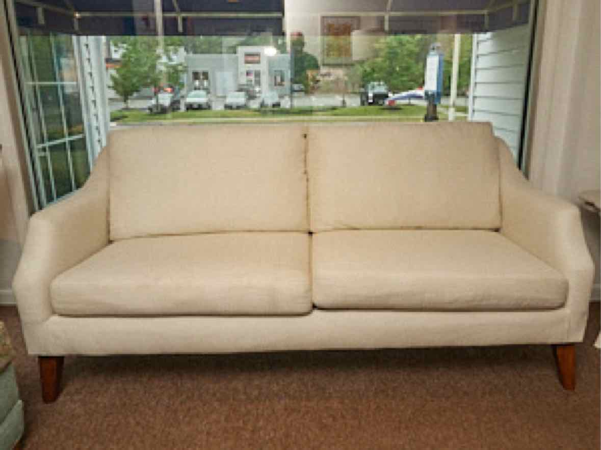 Best Chair Inc.Ivory & Grey Herringbone Pattern Upholstered Sofa