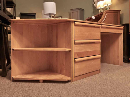 Morigeau Lepine Maple Modular 4 Drawer Desk with Corner Bookcase