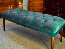 Emerald Green Velvet Tufted Bench