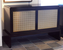 Storage Console Cabinet With Brass Metal Inlay