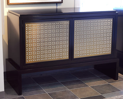 Storage Console Cabinet With Brass Metal Inlay