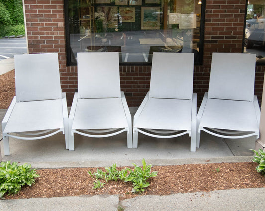 Serena & Lily Set Of 4  Corsica Outdoor Mesh Chaise Loungers In Canvas White