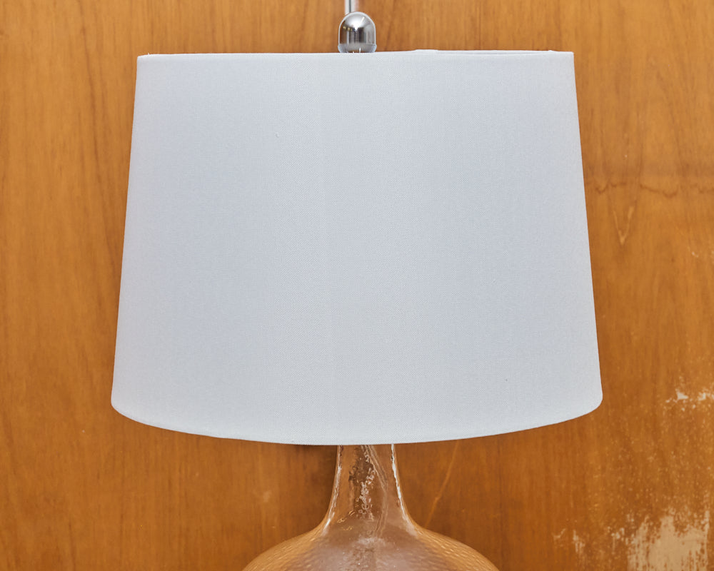 Seeded Glass French Wiring With Linen Shade Table Lamp